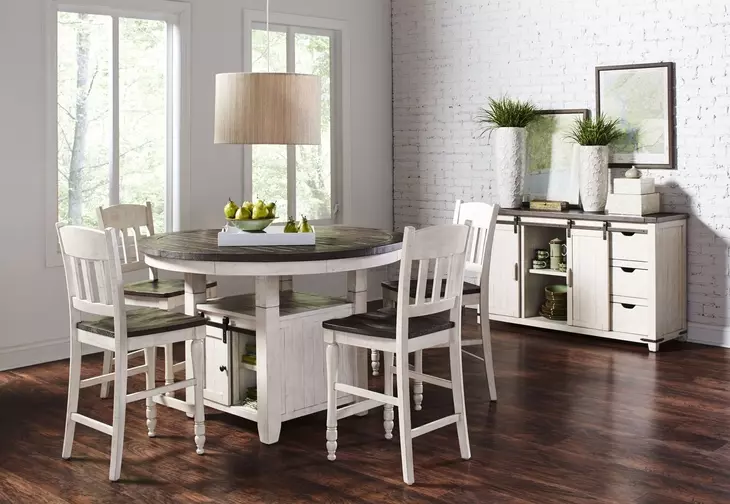 Madison County Brown and Vintage White 5 Piece Counter Height Dining Set