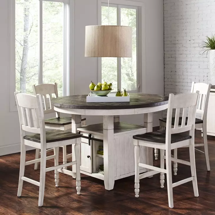 Madison County Brown and Vintage White 5 Piece Counter Height Dining Set