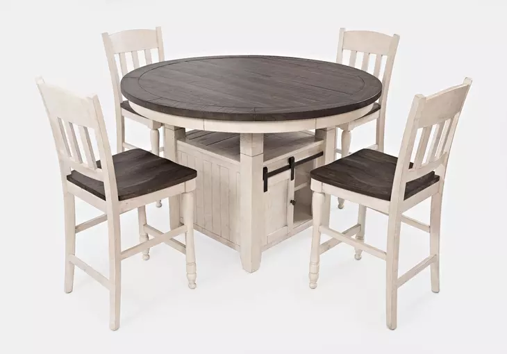 Madison County Brown and Vintage White 5 Piece Counter Height Dining Set