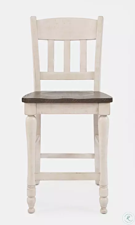 Madison County Vintage White Slat Back Counter Height Stool Set of 2