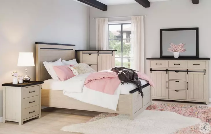 Madison County Vintage White King Platform Bed