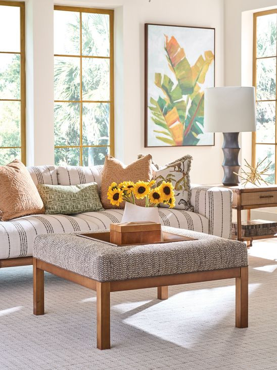 Crandon Park Brown Upholstered Square Ottoman