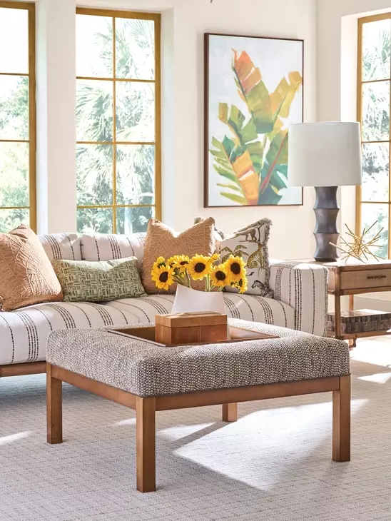 Crandon Park Brown Upholstered Square Ottoman