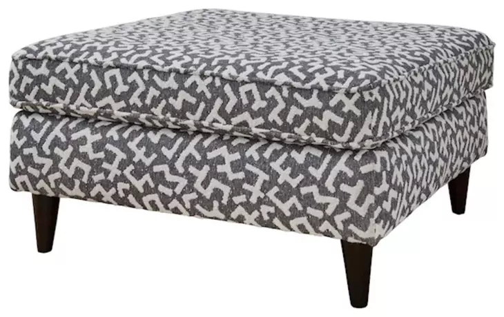 Contour Natural Gray and White Performance Fabric Upholstered Square Cocktail Ottoman
