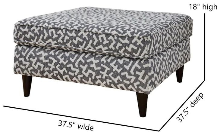 Contour Natural Black and White Performance Fabric Square Cocktail Ottoman