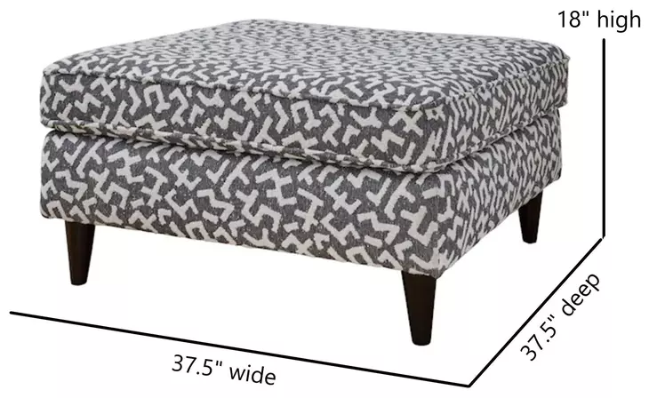 Contour Natural Gray and White Performance Fabric Upholstered Square Cocktail Ottoman