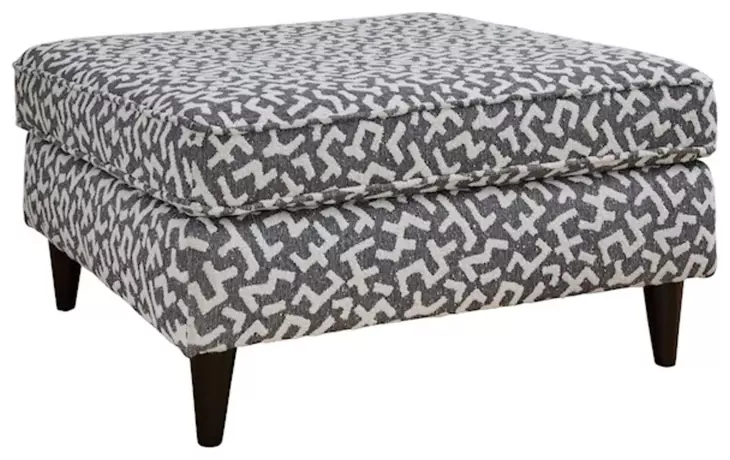 Contour Natural Gray and White Performance Fabric Upholstered Square Cocktail Ottoman