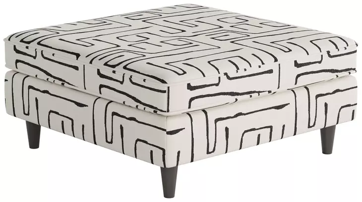 Durango Pewter Gray and White Performance Fabric Upholstered 38" Square Cocktail Ottoman