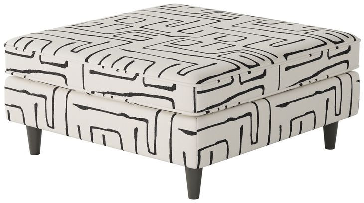 Durango Pewter Gray and White Performance Fabric Square Cocktail Ottoman