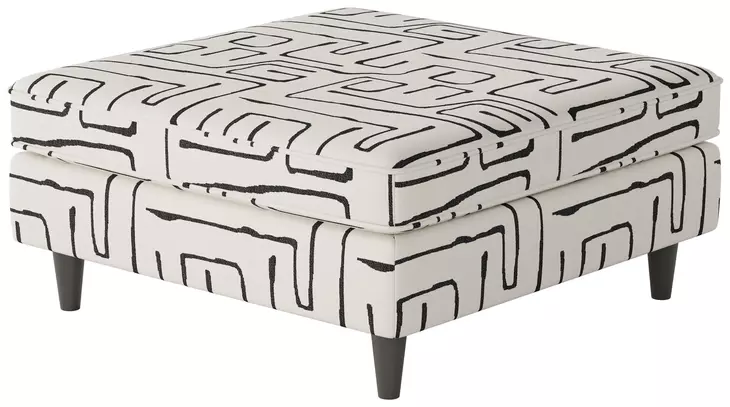 Durango Pewter Gray and White Performance Fabric Upholstered 38" Square Cocktail Ottoman