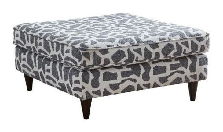 Scarborough Steel Gray and White Square Cocktail Ottoman