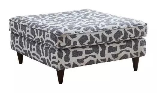 Scarborough Steel Gray and White Upholstered Square Cocktail Ottoman