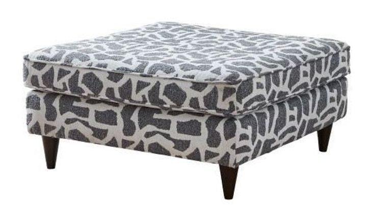 Scarborough Steel Gray and White Square Cocktail Ottoman