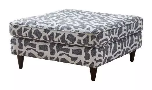 Scarborough Steel Gray and White Upholstered Square Cocktail Ottoman