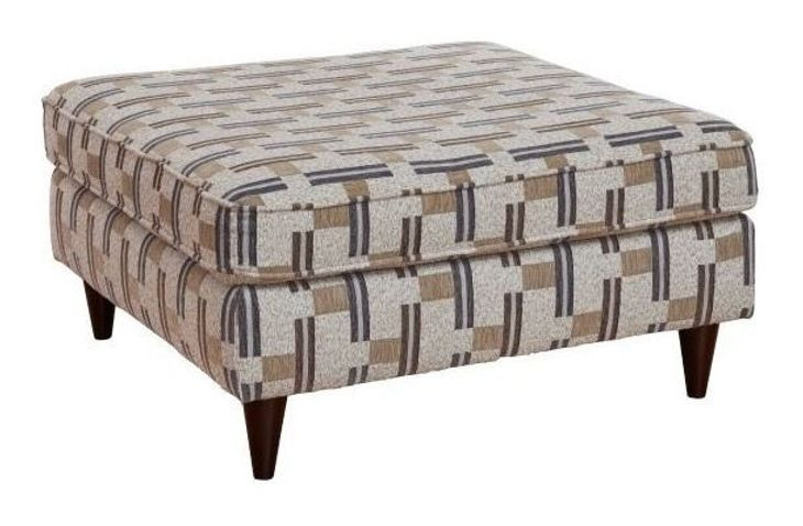 Seluna Truffle Beige and Brown Performance Fabric Square Cocktail Ottoman