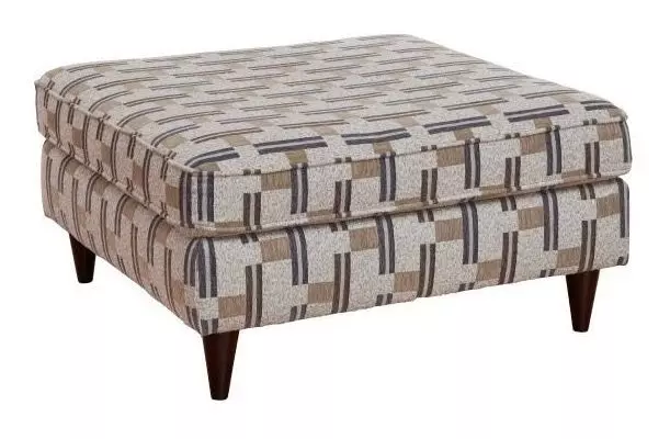 Seluna Truffle Beige and Brown Performance Fabric Upholstered Square Cocktail Ottoman