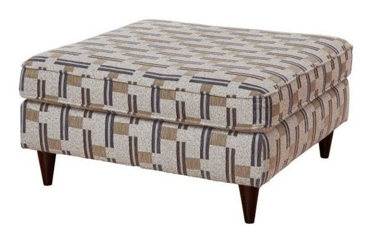 Seluna Truffle Beige and Brown Performance Fabric Square Cocktail Ottoman