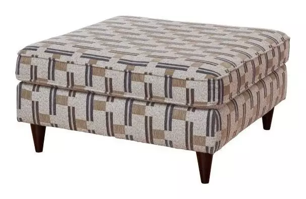 Seluna Truffle Beige and Brown Performance Fabric Upholstered Square Cocktail Ottoman