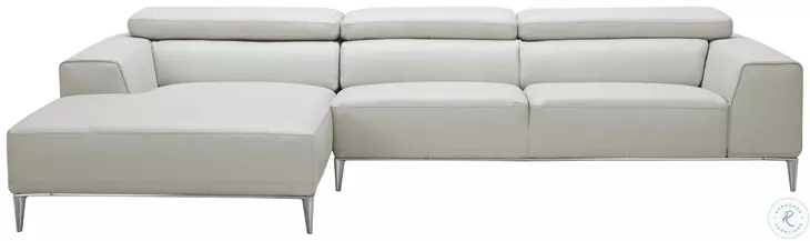 Lecoultre Light Grey Leather LAF Sectional