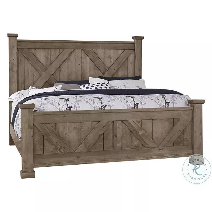 Cool Rustic Stone Grey King X Style Poster Bed