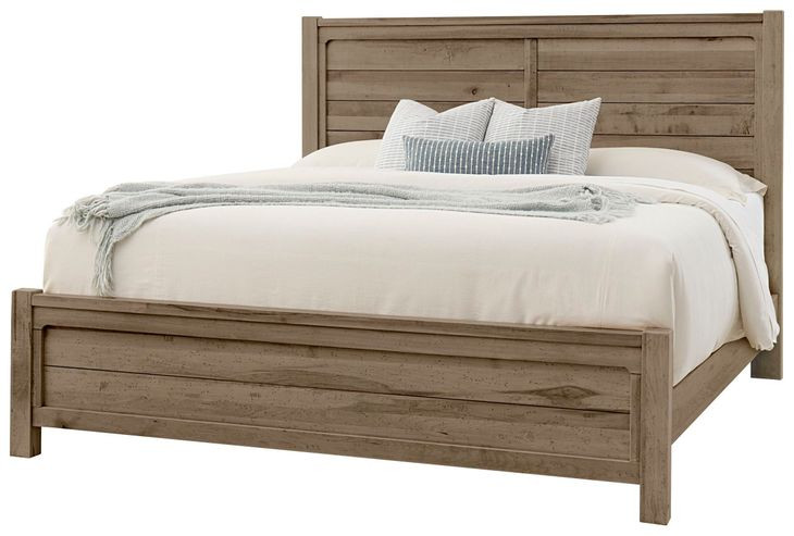 Cool Rustic Stone Gray Queen Plank Panel Bed