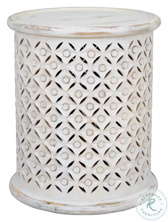 Decker Antique White Small Drum Table