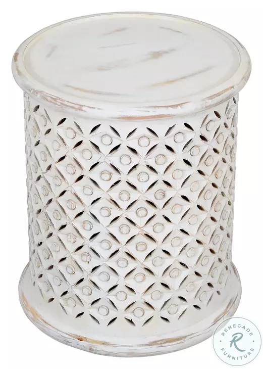 Decker Antique White Small Drum Table