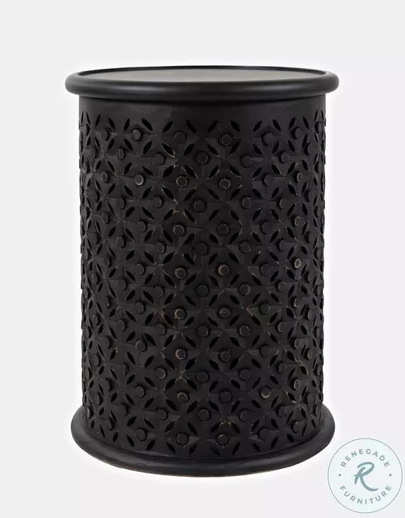 Global Archive Antique Black Drum Accent Table