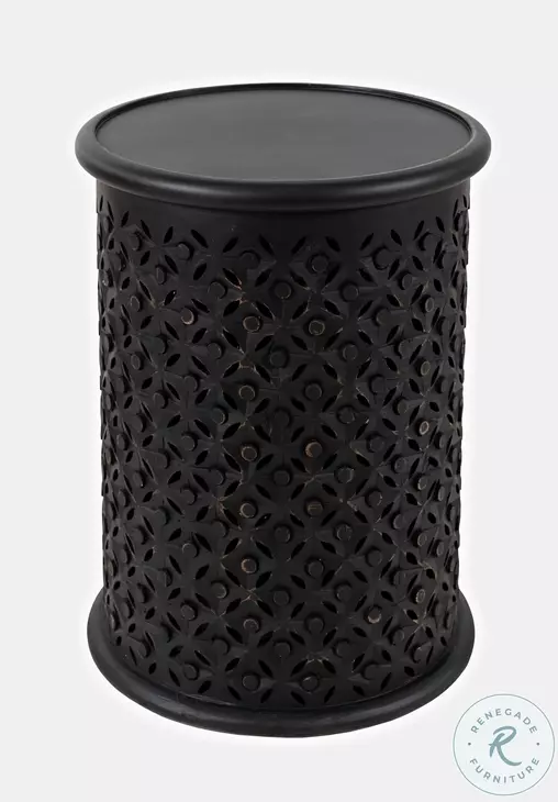 Global Archive Antique Black Drum Accent Table