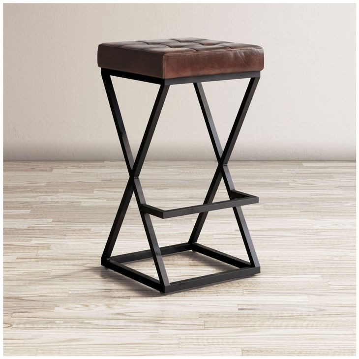 Global Archive Dark Sienna Leather Counter Height Stool