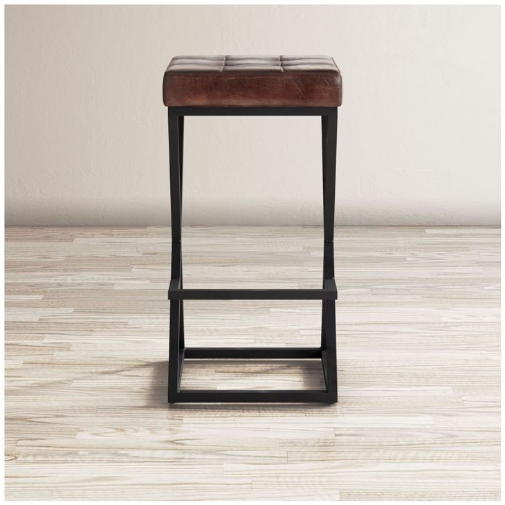 Global Archive Dark Sienna Leather Counter Height Stool
