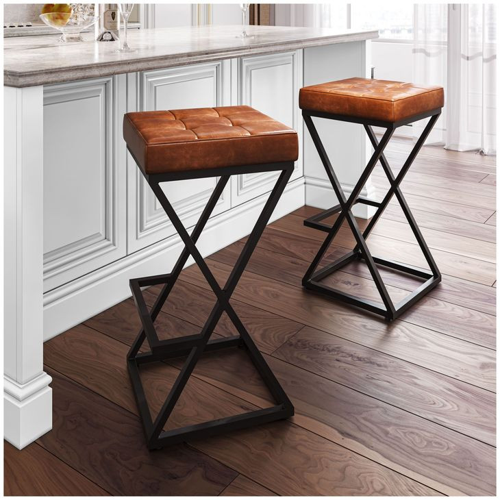 Global Archive Saddle Leather Counter Height Stool