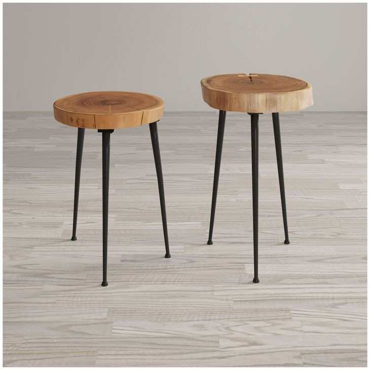 Global Archive Natural Brown And Black Accent Tables
