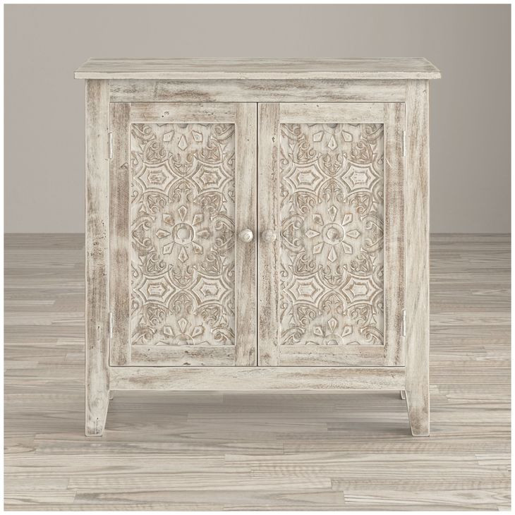 Global Archive Distressed White Accent Cabinet