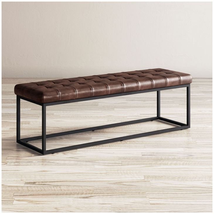 Global Archive Dark Sienna Leather Bench