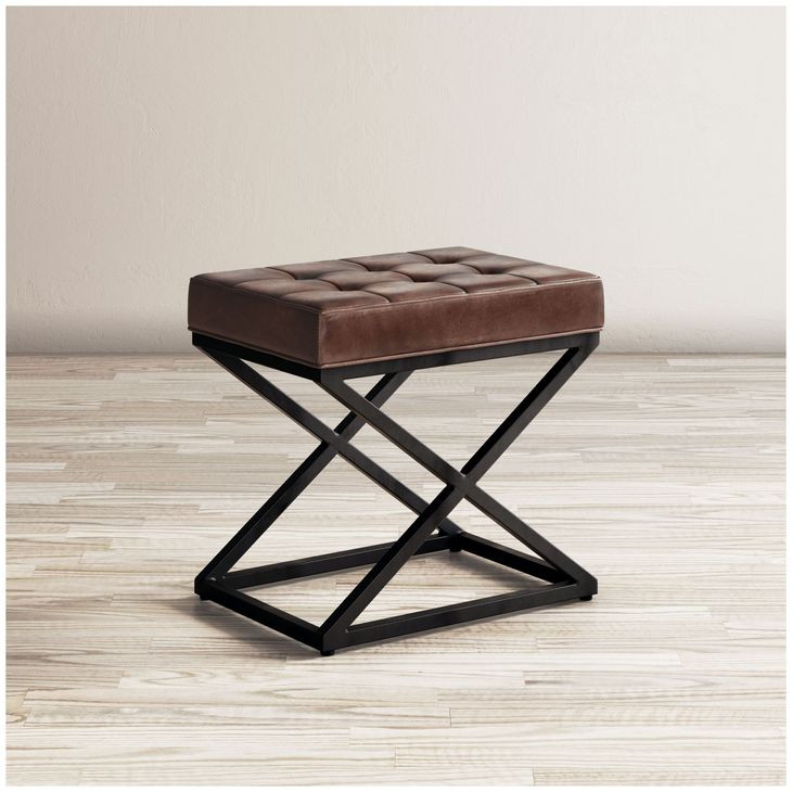 Global Archive Dark Sienna Leather Ottoman