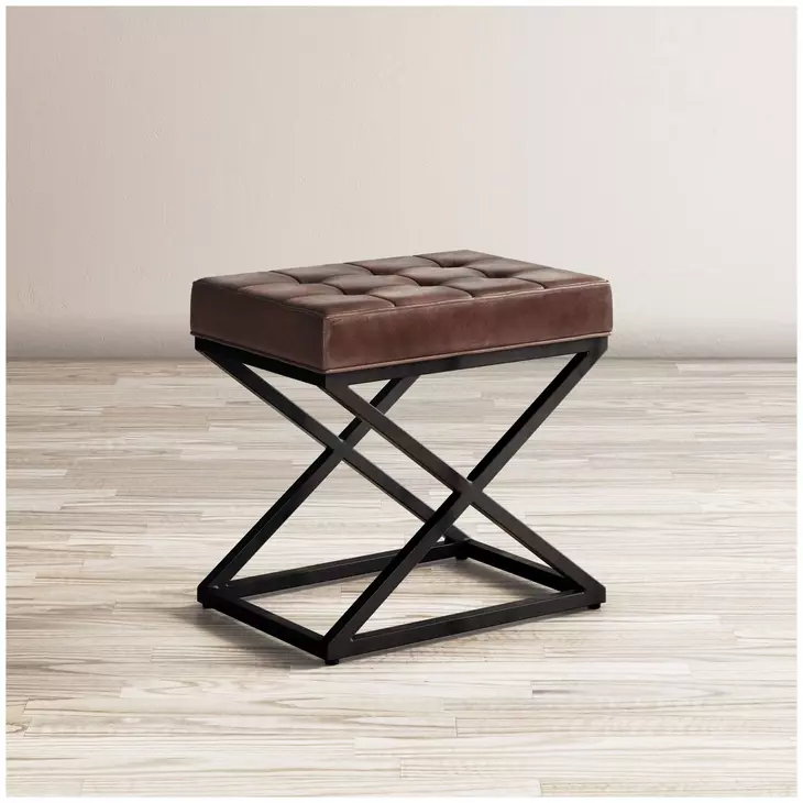 Global Archive Dark Sienna Leather Ottoman