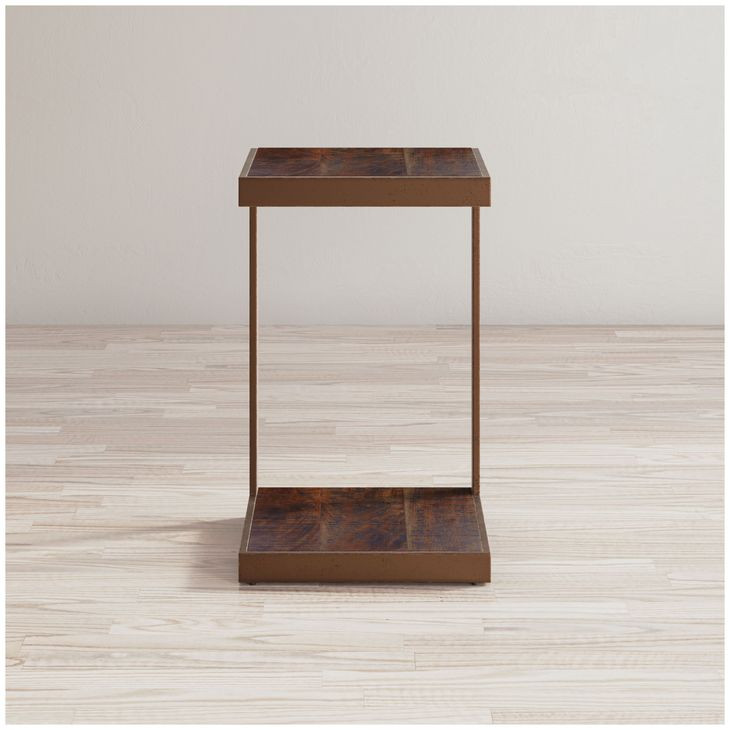 Global Archive Burnished Copper C Shape Accent Table