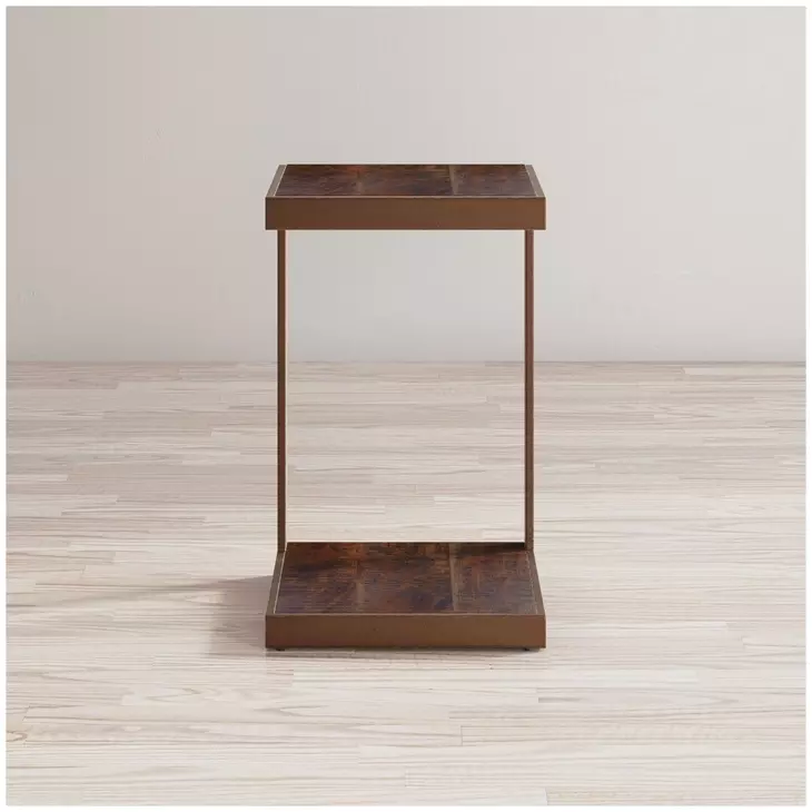 Global Archive Burnished Copper C Shape Accent Table