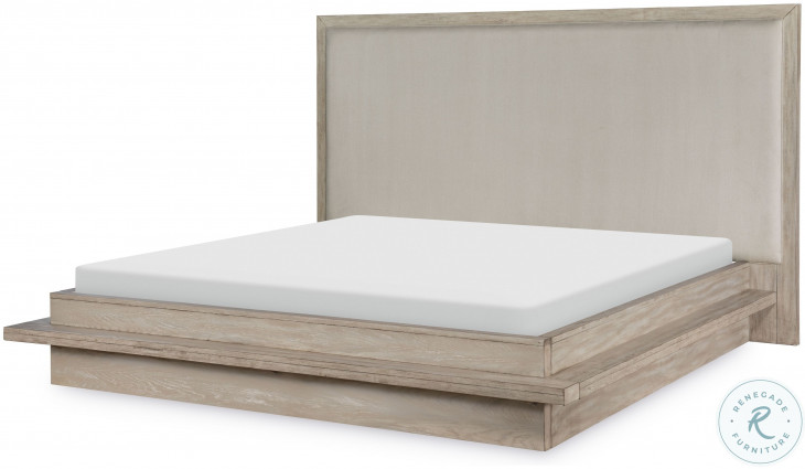 Westwood Light Weathered Oak Cal King Upholstered Panel Bed From