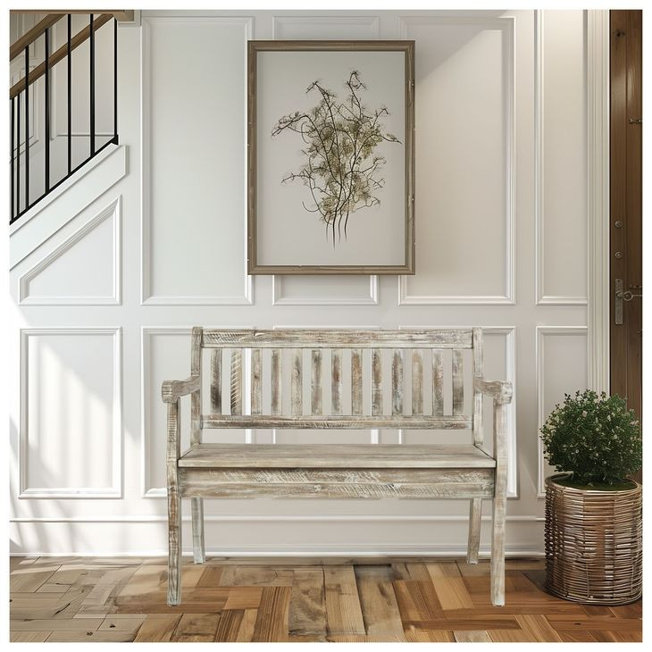 Artisans Craft Washed Grey Storage Bench