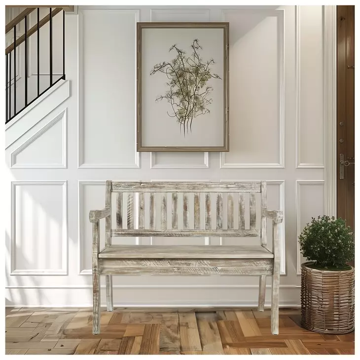 Artisans Craft Washed Grey Storage Bench