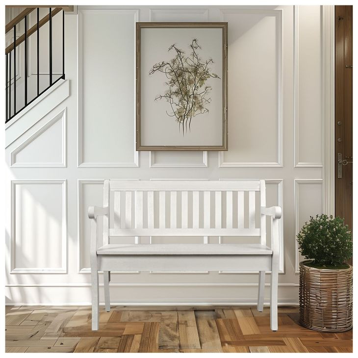 Artisans Craft Distressed Weathered White Storage Bench