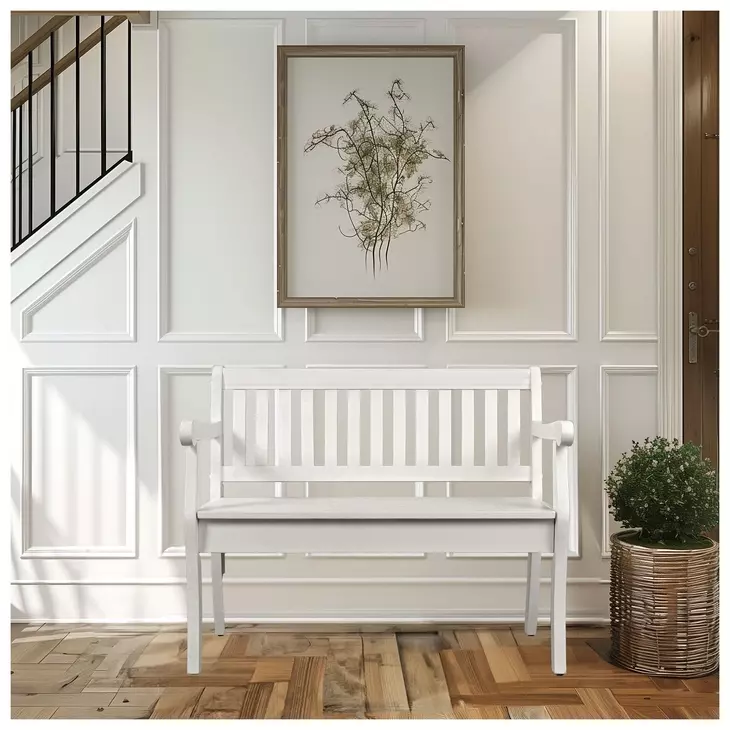 Artisans Craft Distressed Weathered White Storage Bench