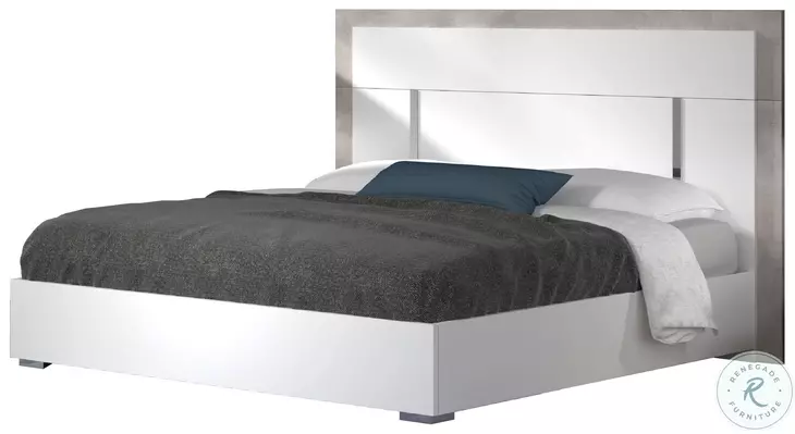 Ada Premium Cemento And Bianco Opac Queen Panel Bed