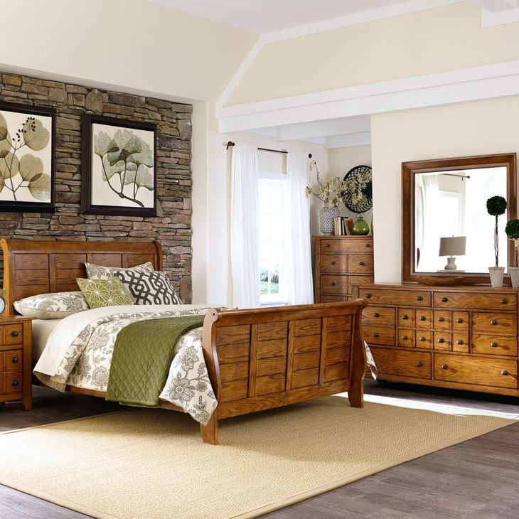 Heritage Lodge Aged Oak 7 Drawer Dresser with Mirror