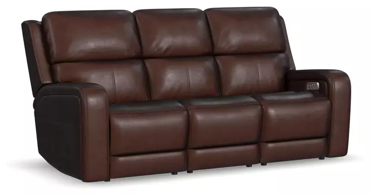 Oasis Truffle Leather 83" Zero Gravity Power Reclining Sofa with USB Charging and Heat Massage