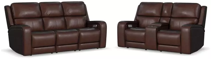 Oasis Truffle Leather Zero Gravity Power Reclining Living Room Set