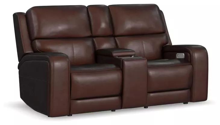 Oasis Truffle Leather 76" Zero Gravity Power Reclining Loveseat with USB Charging and Heat Massage