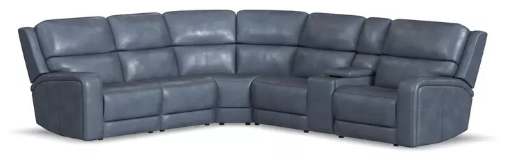 Oasis Storm Leather Zero Gravity 6 Piece Modular Power Reclining Sectional with Heat Massage and USB Charging